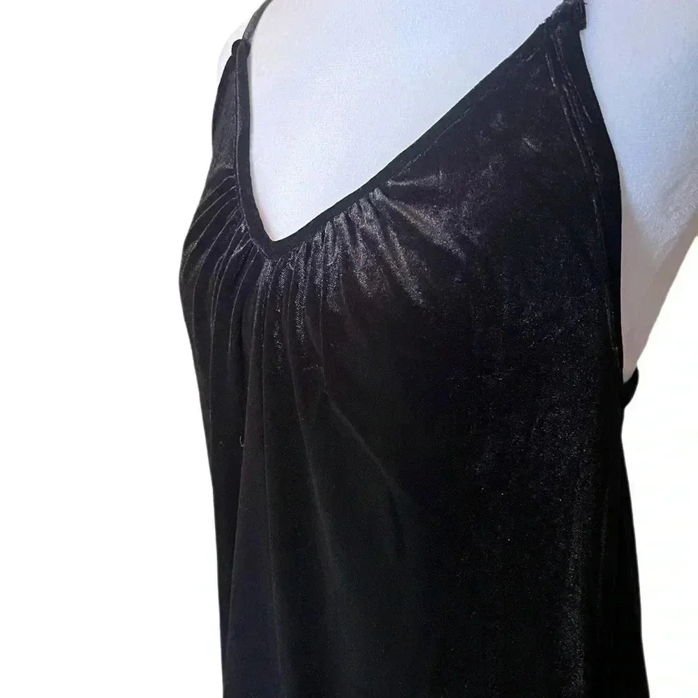 Agnes & Dora Black Velvet Gathered V Neck Jumpsuit Black